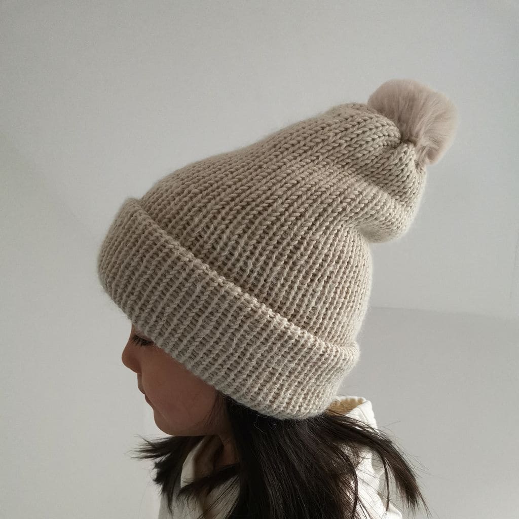 Bonnet mérinos beige clair